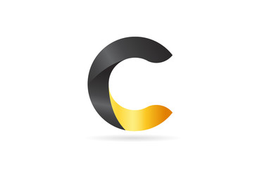 black yellow 3d C alphabet letter logo icon design sign