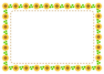 ひまわりのフレーム イラスト