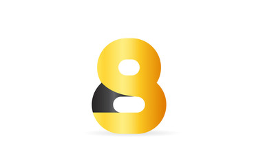 number 3d 8 black yellow logo icon design sign