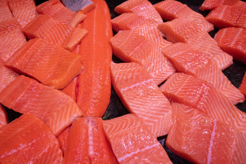 Salmon fish in the market.