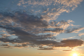 clouds in delicate pink at sunset. wallpapers