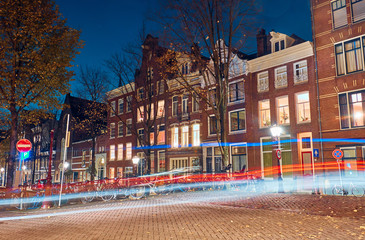 Amsterdam at night, the Netherlands.