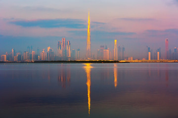 Naklejka premium Amazing view on Dubai cityscape from Dubai Creek location, United Arab Emirates