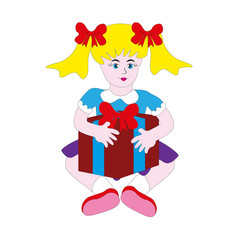 Girl holding a gift.