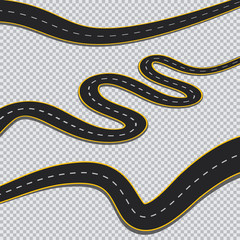 Winding road isolated transparent background.