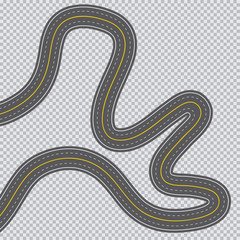 Winding road on a transparent background.