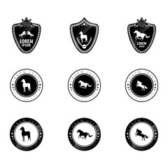 Horse Logo Set - Isolated On White Background. Horse Vector Illustration, Graphic Design. For Label, Sticker, Icon, Symbol And Race Logo. Concept Of Black Hourse Icon Collection