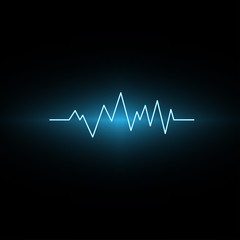 Light blue sound audio wave object icon vector on black background