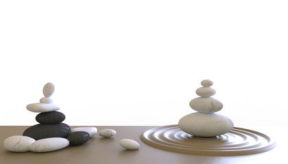 Fototapeta na wymiar Zen stones ,zen like concepts for perfect meditation on white background- 3d rendering