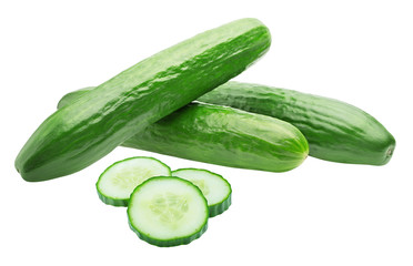 cut green cucumber isolated on white background - 276163718