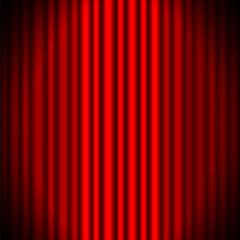 Red stage curtain realistic vector illustration for theater or opera scene backdrop, concert grand opening or cinema premiere. Red curtains or portiere drapes for ceremony performance design template