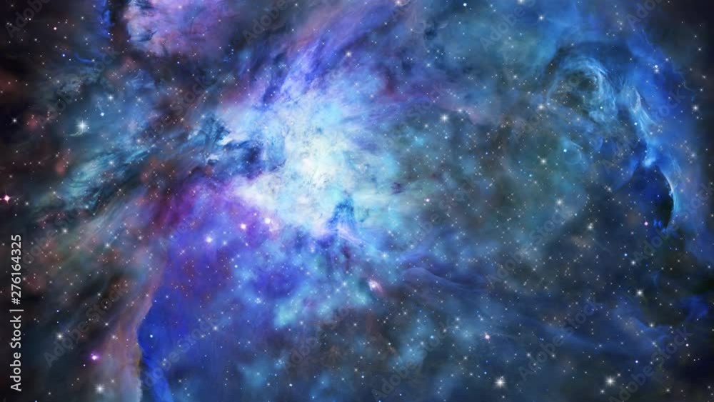 Wall mural traveling through star fields in space to a distant galaxy.