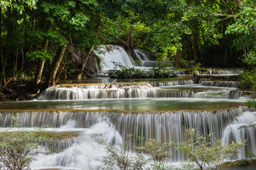 Fototapeta na wymiar Huai Mae Khamin Waterfall at Kanchanaburi Province in Thailand