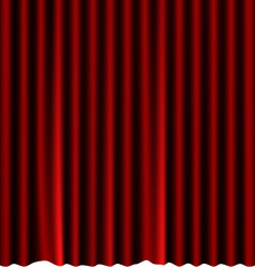 Red stage curtain realistic vector illustration for theater or opera scene backdrop, concert grand opening or cinema premiere. Red curtains or portiere drapes for ceremony performance design template