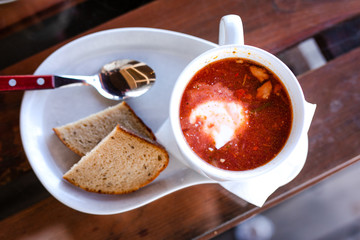 Beetroot soup. Traditional Lithuanian (ukrainian, russian) cuisine