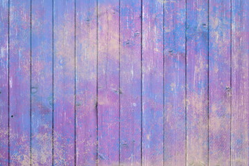 Blue and purple wooden table or planks fence background, texture