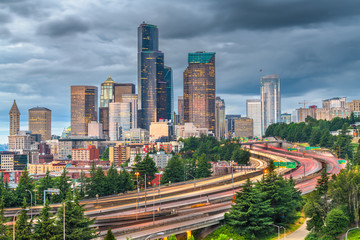 Naklejka premium Seattle, Washington, USA downtown city skyline