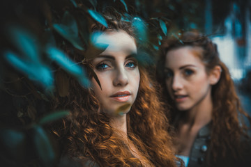 Two twins sisters spending time together