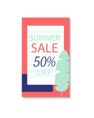 Summer discount cards with tropic palm design. Can be used for social media sale website, poster, flyer, email, newsletter, ads, promotional material. Mobile banner template.
