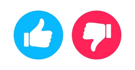 Thumbs up and thumbs down circle emblems. Like and dislike icons. Do and Don't symbols. Design Elements for smm, ad, marketing, ui, ux, app and more. - obrazy, fototapety, plakaty