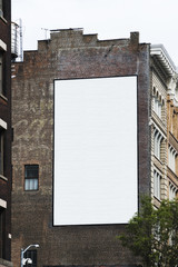 Big billboard template on building in city - obrazy, fototapety, plakaty