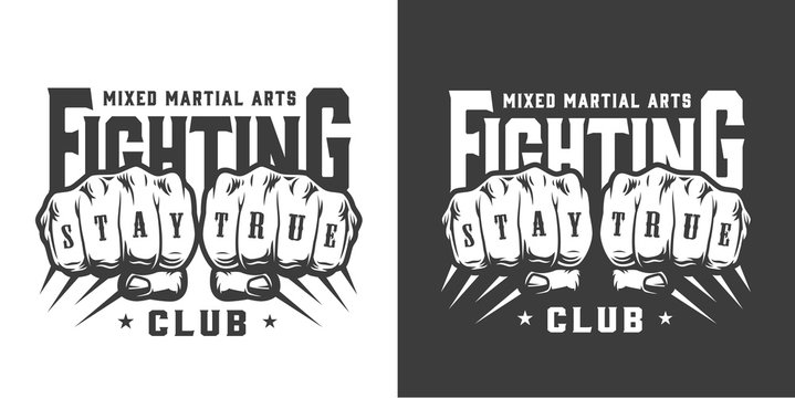 Vintage fight club monochrome logo