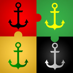 Anchors, pirate or sea icon, vector colored illustration