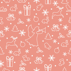 Happy New Year 2019 and Christmas seamless pattern