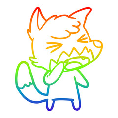 rainbow gradient line drawing angry cartoon fox