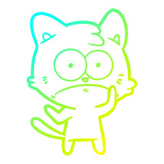 cold gradient line drawing cartoon nervous cat