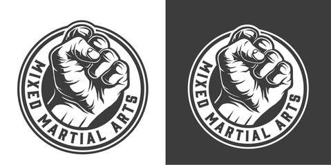 Einfarbiges rundes Logo des Kampfclubs