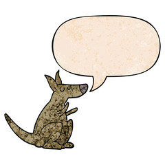 cartoon kangaroo and speech bubble in retro texture style