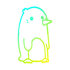 cold gradient line drawing cartoon penguin