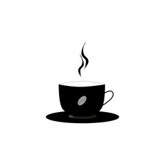 Cup of hot сoffee on a plate, vector icon