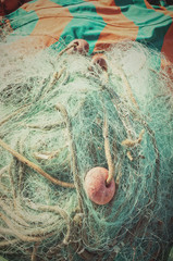 Traditional fishing nets with copy space