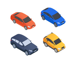 Vehicles Types - modern vector isometric colorful elements