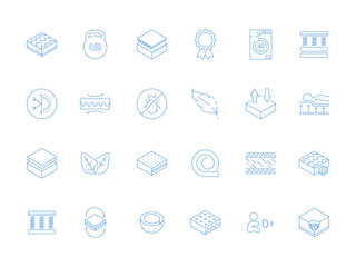 Mattress icon. Comfortable orthopedic anatomical ecological multilayers bed latex foam vector symbols. Illustration of orthopedic mattress, comfortable and soft