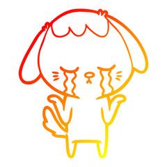 warm gradient line drawing cartoon crying dog