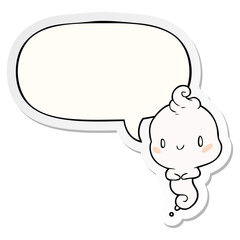 cute cartoon ghost and speech bubble sticker