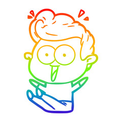 rainbow gradient line drawing cartoon staring man