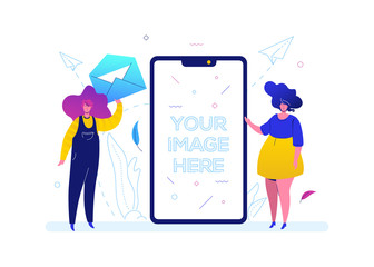 Chatting online - colorful flat design style illustration