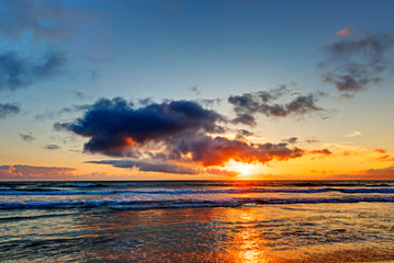 Sunset over Ocean, Beach