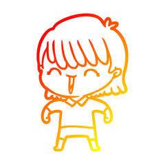 warm gradient line drawing cartoon woman