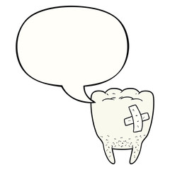 cartoon bad tooth and speech bubble