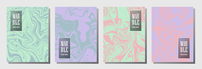 Futuristic journal layouts set. Graphic design for binder template, corporate flyers. Annual report cover fluid layouts set. Flyer, magazine, report, journal, binder vectors, title place.