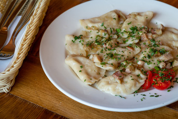 Dumplings, a traditional dish from Poland / Pierogi