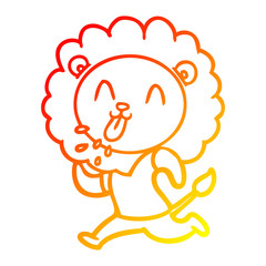 warm gradient line drawing happy cartoon lion