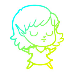 cold gradient line drawing cartoon elf girl