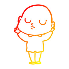 warm gradient line drawing cartoon bald man