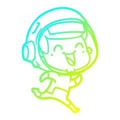 cold gradient line drawing happy cartoon astronaut